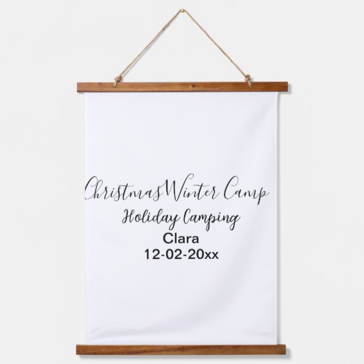 冬の休日のキャンカスタムピングの名前の日付を追加 吊り下げ型タペストリー (正面)