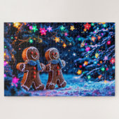 冬の休日のギンガーブレッドクリスマスアート ジグソーパズル (横)