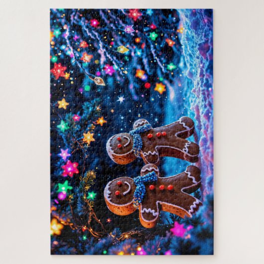 冬の休日のギンガーブレッドクリスマスアート ジグソーパズル (縦)