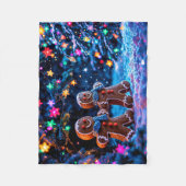 冬の休日のギンガーブレッドクリスマスアート フリースブランケット (正面)