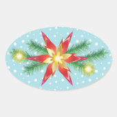 冬の休日のクリスマスと新年の装飾 楕円形シール (正面)