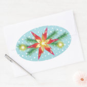 冬の休日のクリスマスと新年の装飾 楕円形シール (封筒)