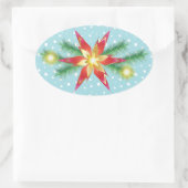 冬の休日のクリスマスと新年の装飾 楕円形シール (バッグ)