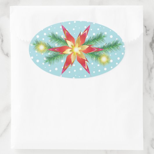 冬の休日のクリスマスと新年の装飾 楕円形シール (バッグ)