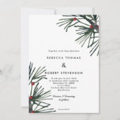 冬の休日のクリスマスパインベリ結婚ー 招待状 (正面)