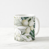 冬の休日のホリーの枝の緑のパターン コーヒーマグカップ (正面右)