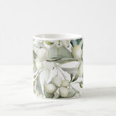 冬の休日のホリーの枝の緑のパターン コーヒーマグカップ (中央)