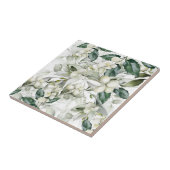 冬の休日のホリーの枝の緑のパターン タイル (側面)