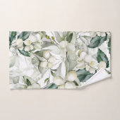 冬の休日のホリーの枝の緑のパターン ハンドタオル (ハンドタオル)