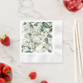 冬の休日のホリーの枝の緑のパターン 縁ありカクテルナプキン (インサイチュ)