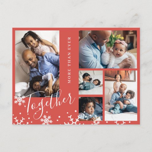 冬の休日の家族5フォトコラージュ雪 ポストカード (正面)