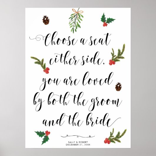 冬の休日の座席の看板を選択 ポスター (正面)