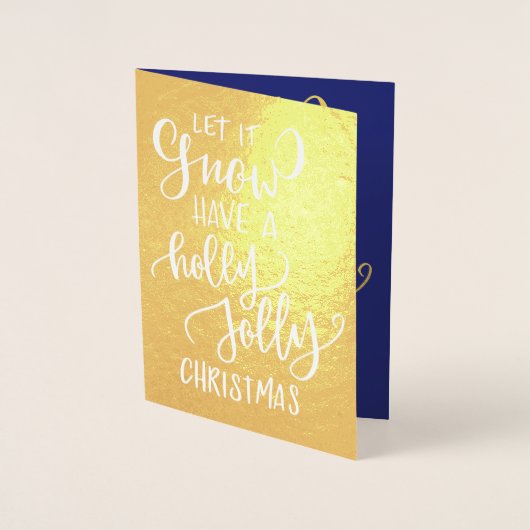 冬の休日の書モダン跡のスクリプトの写真 箔カード (正面)