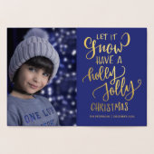 冬の休日の書モダン跡のスクリプトの写真 箔カード (内部)