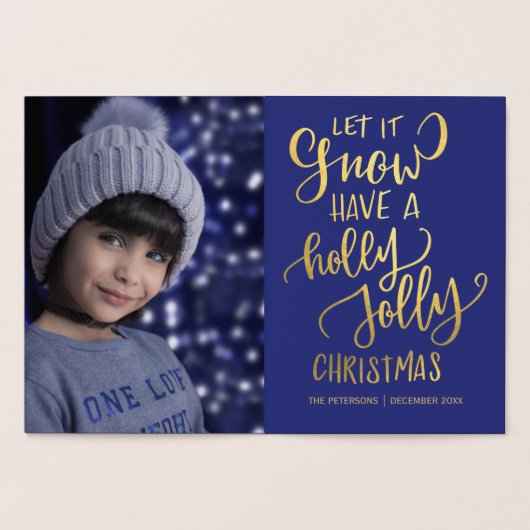 冬の休日の書モダン跡のスクリプトの写真 箔カード (内部)