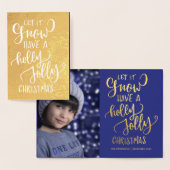 冬の休日の書モダン跡のスクリプトの写真 箔カード (ディスプレー)