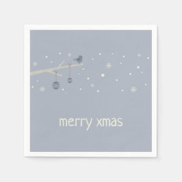 冬の休日の森のクリスマスボールブルーバード漫画 スタンダードカクテルナプキン