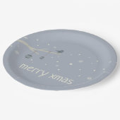 冬の休日の森のクリスマスボールブルーバード漫画 ペーパープレート (アングル)