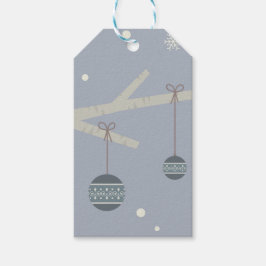 冬の休日の森のスズメの鳥の漫画 ギフトタグ