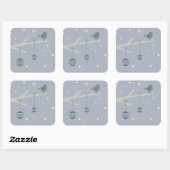 冬の休日の森のスズメの鳥の漫画 スクエアシール (シート)