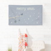 冬の休日の森のスズメの鳥の漫画 横断幕 (インサイチュ)