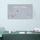 冬の休日の森のスズメの鳥の漫画 横断幕 (トレードショー)