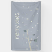 冬の休日の森のスズメの鳥の漫画 横断幕 (縦)