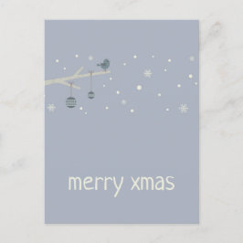 冬の休日の森の木のロビンの鳥の漫画 ポストカード