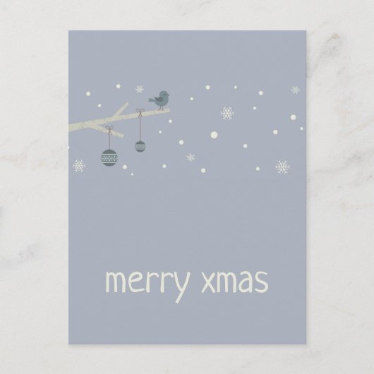 冬の休日の森の木のロビンの鳥の漫画 ポストカード (正面)