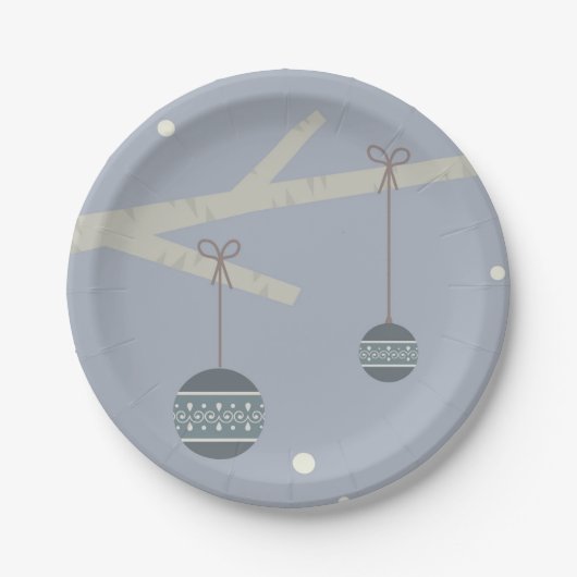 冬の休日の森の木 ペーパープレート (正面)