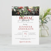 冬の休日の水の色のフローラ配置シャワー 招待状 (スタンド正面)