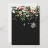 冬の休日の水の色のフローラ配置シャワー 招待状 (裏面)