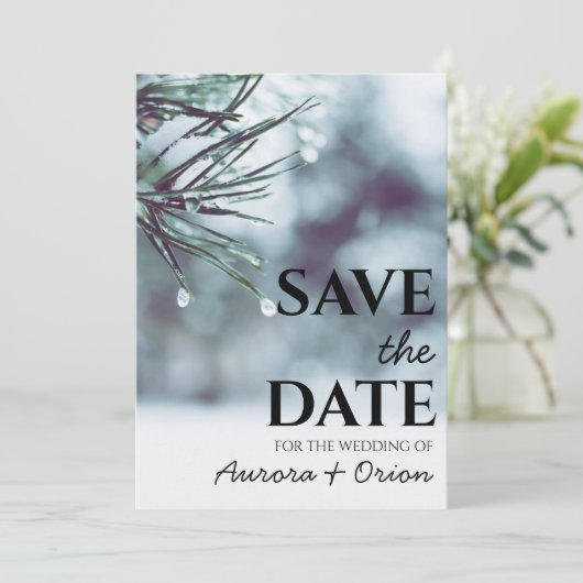 冬の休日の結婚式を保存する日付の招待状 招待状 (スタンド正面)
