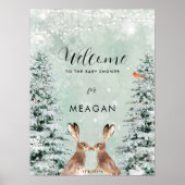 冬の休日の赤ちゃんシャワー歓迎サイン ポスター (正面)