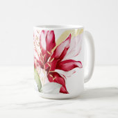 冬の休日の赤ポインセチア水色の花 コーヒーマグカップ (正面右)