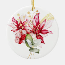 冬の休日の赤ポインセチア水色の花