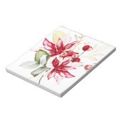 冬の休日の赤ポインセチア水色の花 ノートパッド (回転)