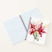 冬の休日の赤ポインセチア水色の花 ノートブック (内部)