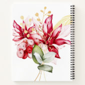 冬の休日の赤ポインセチア水色の花 ノートブック (裏面)
