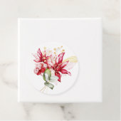 冬の休日の赤ポインセチア水色の花 フェイバータグ (インサイチュ)