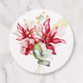 冬の休日の赤ポインセチア水色の花 フェイバータグ (正面)