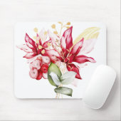冬の休日の赤ポインセチア水色の花 マウスパッド (マウス)