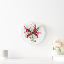 冬の休日の赤ポインセチア水色の花