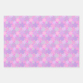 冬の休日の雪片ホットピンクのパターン ラッピングペーパーシート (正面3)