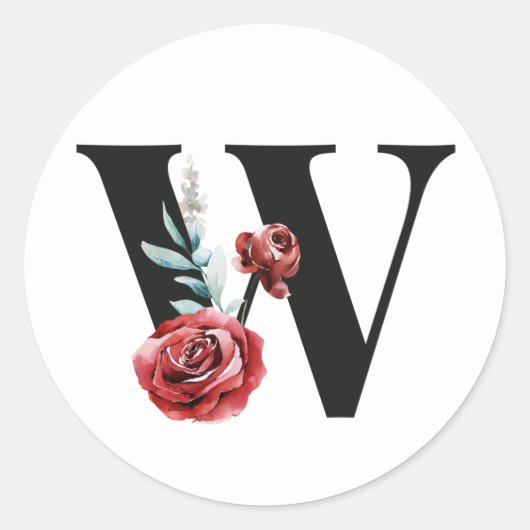 冬の休日イニシャルステッカーW ラウンドシール (正面)