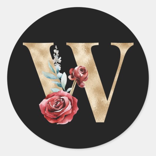 冬の休日イニシャルステッカーW ラウンドシール (正面)