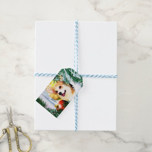 冬の休日ウェルシュコーギー ギフトタグ (より糸つき)