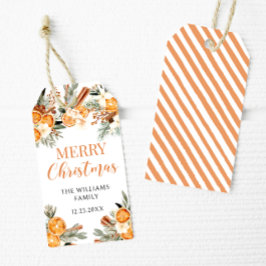 冬の休日オレンジ陽気なクリスマスプレゼントラベル ギフトタグ