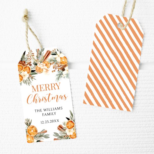 冬の休日オレンジ陽気なクリスマスプレゼントラベル ギフトタグ