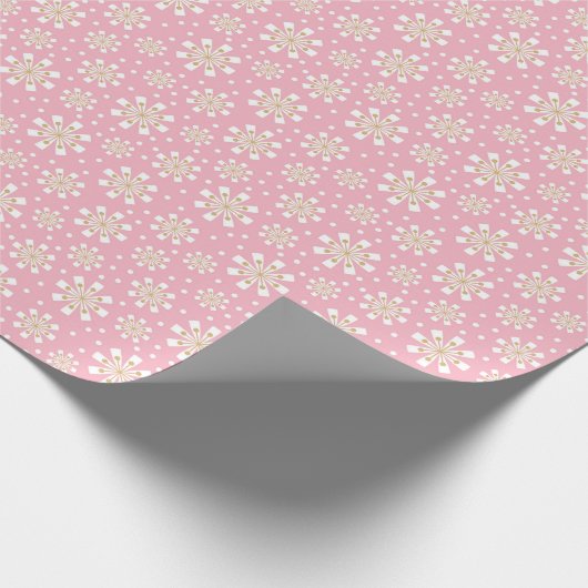 冬の休日クリスマスギフトラッピング – レトロピンク ラッピングペーパー (角)